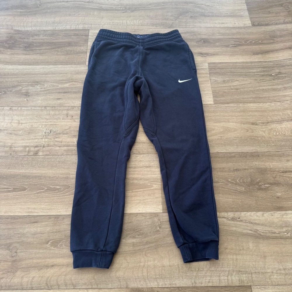Nike Mens Fleece Joggers Navy Blue Swoosh Logo Sweatpants Small 0974